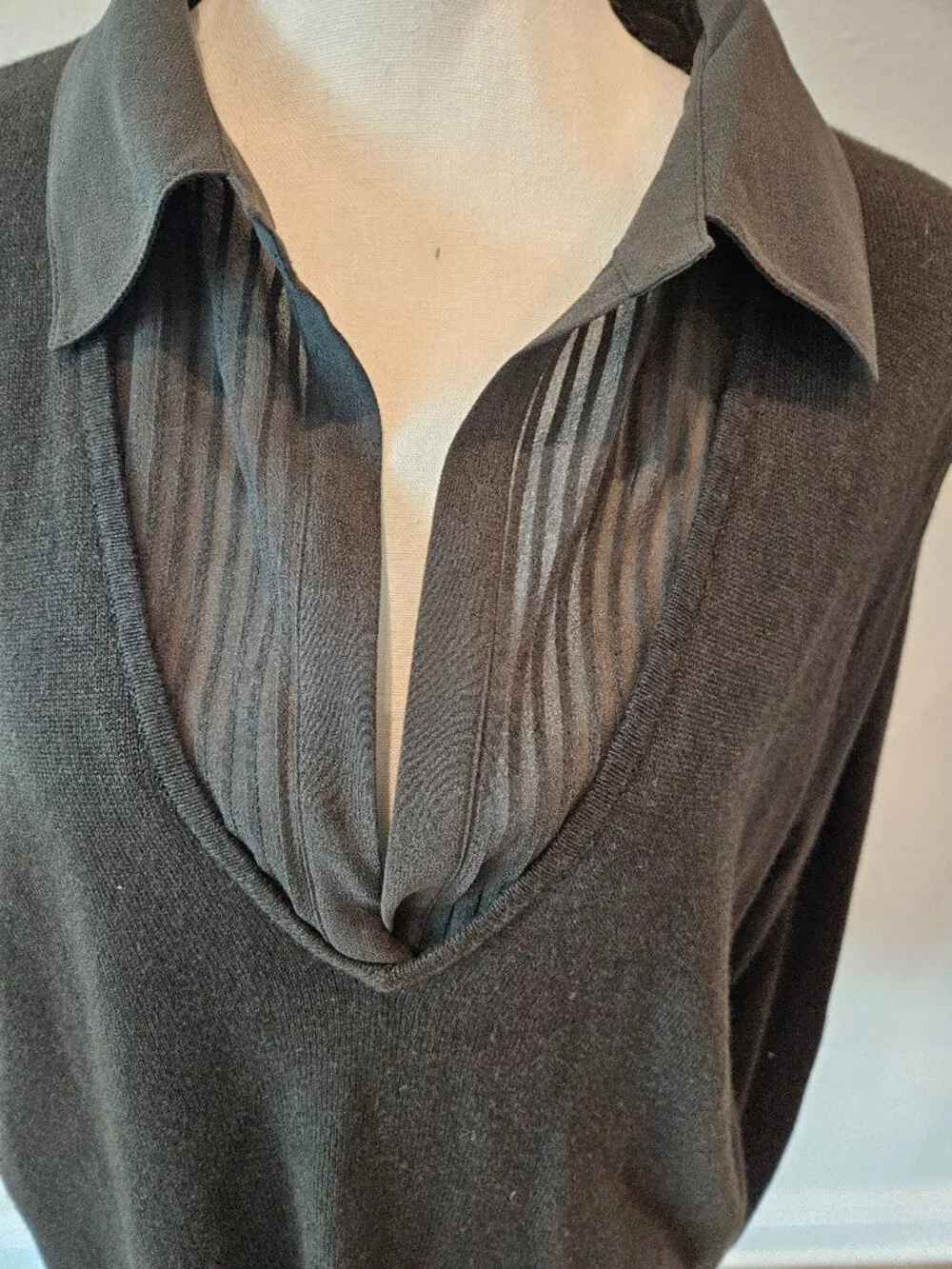 Lauren by Ralph Lauren XL Greenish Brown, Silk and cashmere Sweater